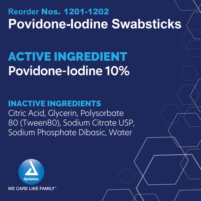 Povidone Iodine Swabsticks By Dynarex