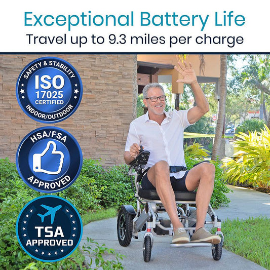 Vive Health Power Wheelchair - Foldable Long Range Transport Aid