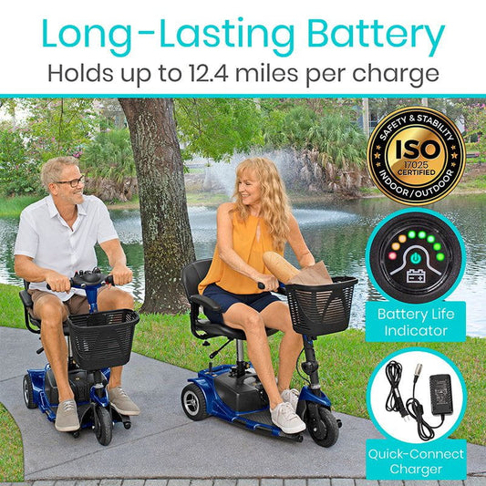 Vive Health 3 Wheel Mobility Scooter - Electric Long Range Powered Wheelchair