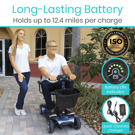 Vive Health 4 Wheel Mobility Scooter - Electric Powered with Seat for Seniors