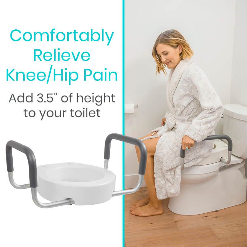 Riser Adjustable Raised W/ Arms For Elderly Handicap Toilet Seat