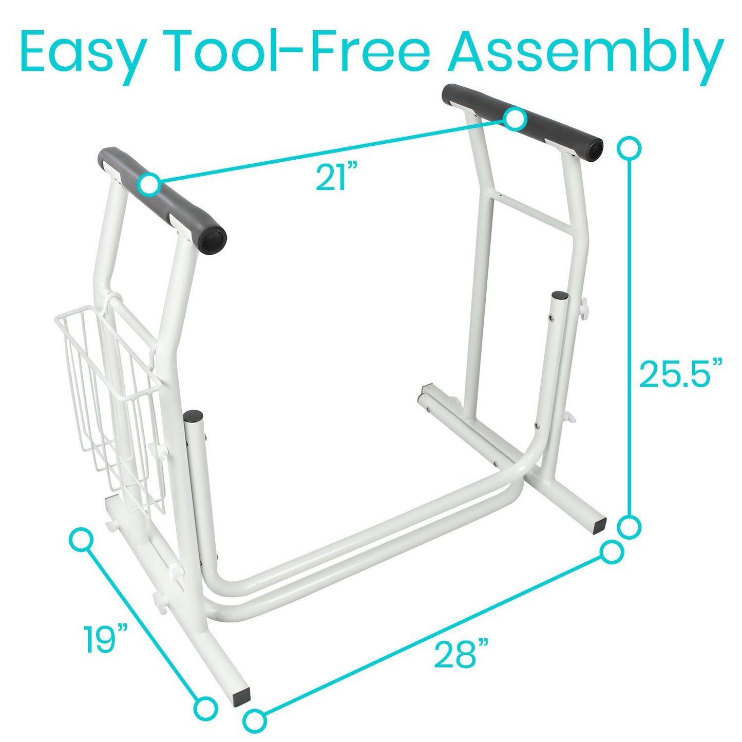 Vive Health Stand Alone Toilet Rail - Lightweight & Portable