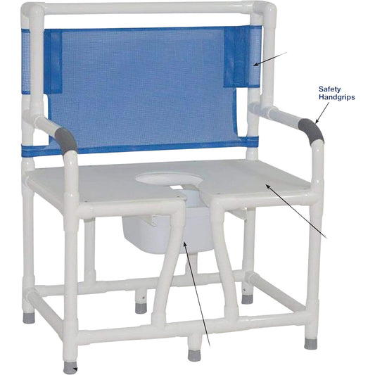 ConvaQuip Bedside Commodes - PVC Model 130-C10 Bariatric Bedside Commode - Fixed Arms