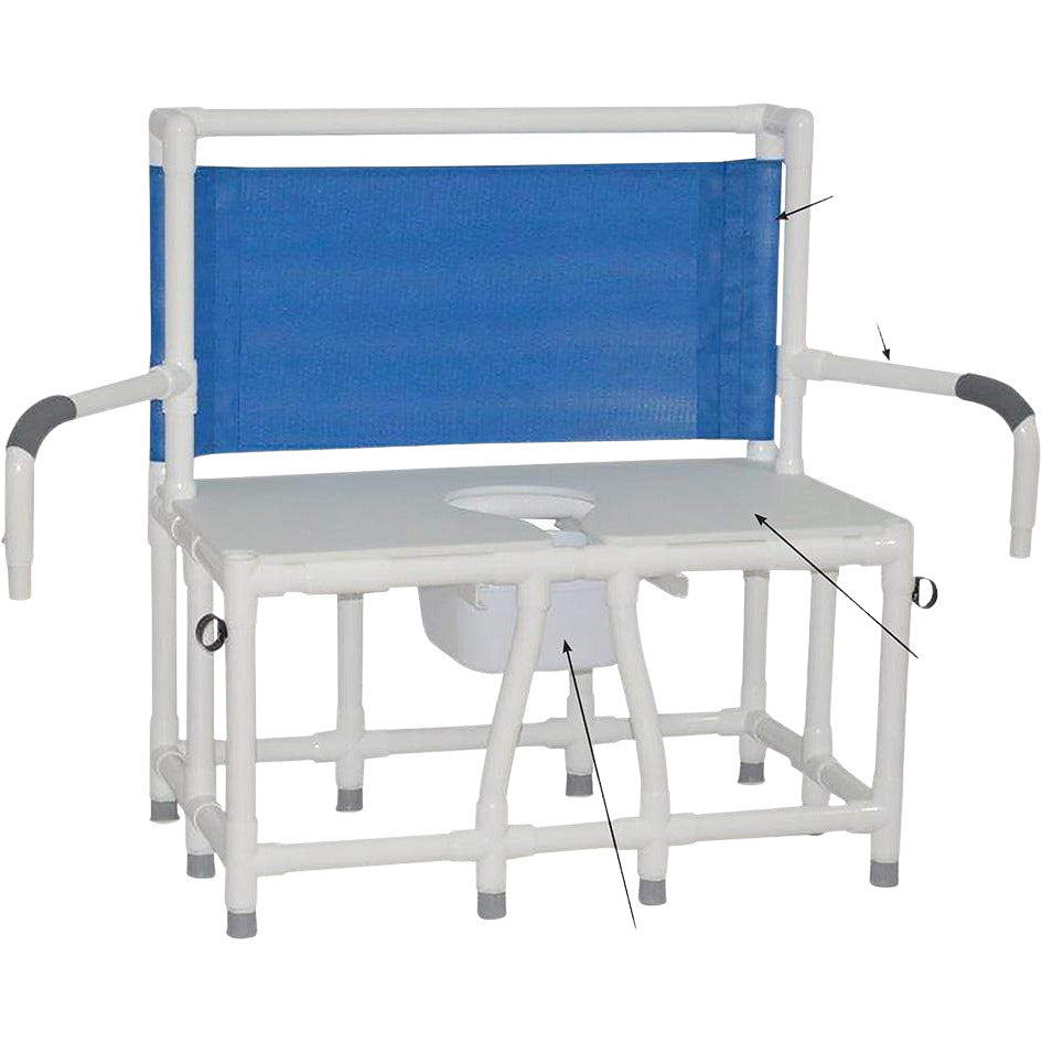 ConvaQuip Bedside Commodes - PVC Model 136-C10-DDA Bariatric Bedside Commode - Swing Away Arms