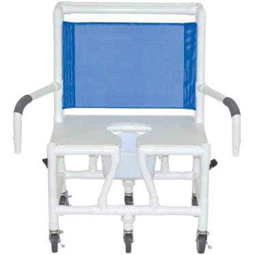 ConvaQuip Shower Chairs - PVC Bariatric Shower Chair with Dual Drop Arms - Flat Seat Model S126-5BAR-DDA-SQ-PAIL by ConvaQuip