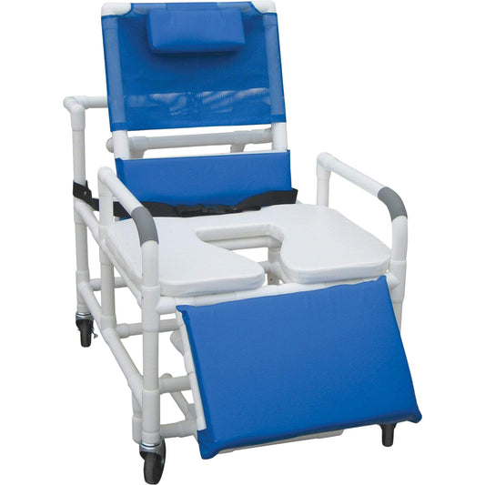 ConvaQuip Shower Chairs Reclining - PVC Bariatric Reclining Shower Commode Chair with Soft Seat Model 196-30-BAR-SSDE by ConvaQuip