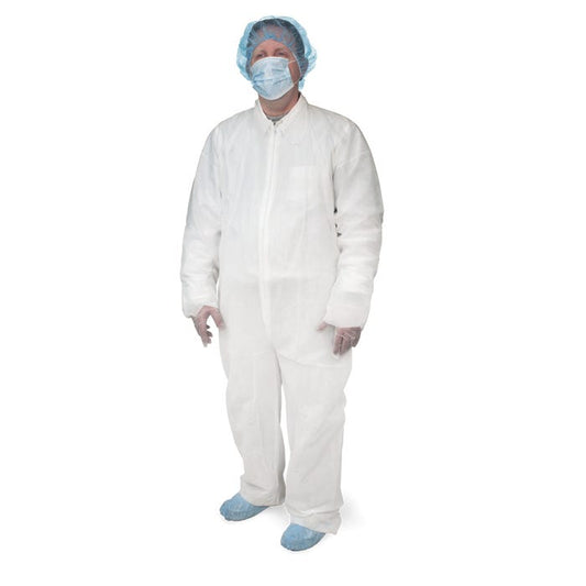 Disposable Coveralls, Universal Size, White By Dynarex