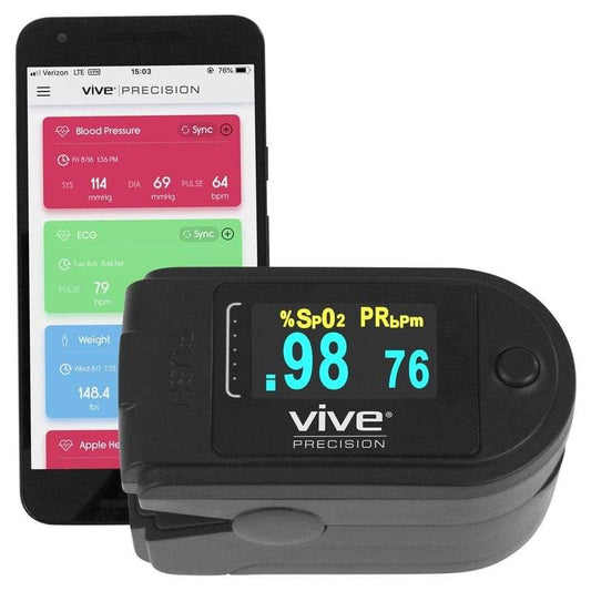 Vive Health Pulse Oximeter Compatible with Smart Devices