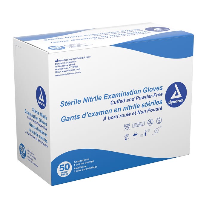 Sterile Nitrile Exam Gloves, Powder-Free By Dynarex