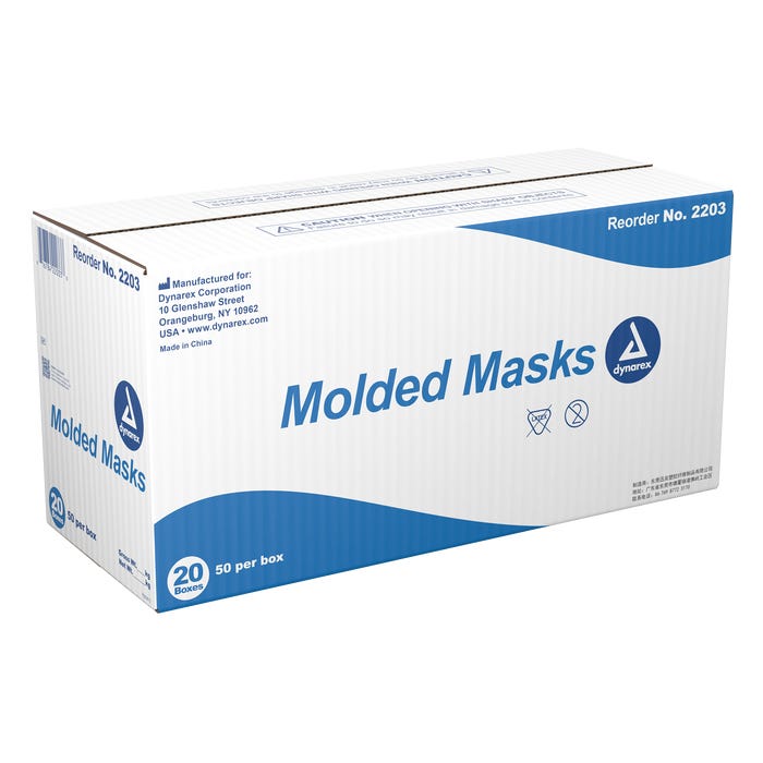 Molded Face Mask - Blue By Dynarex