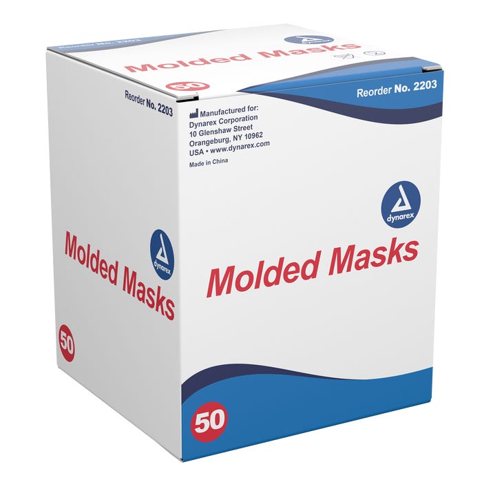 Molded Face Mask - Blue By Dynarex